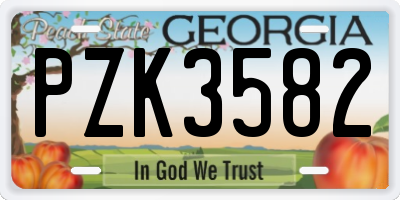 GA license plate PZK3582