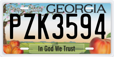 GA license plate PZK3594