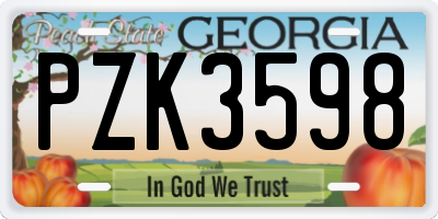 GA license plate PZK3598