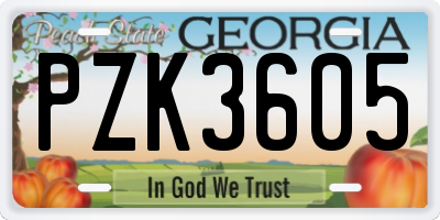 GA license plate PZK3605