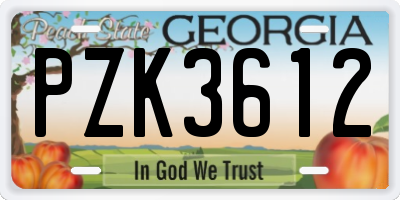 GA license plate PZK3612
