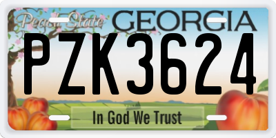 GA license plate PZK3624