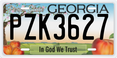 GA license plate PZK3627