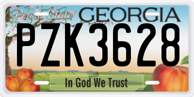 GA license plate PZK3628