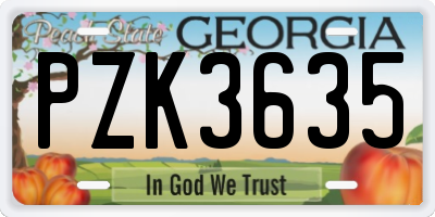 GA license plate PZK3635