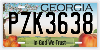 GA license plate PZK3638