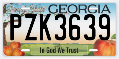 GA license plate PZK3639