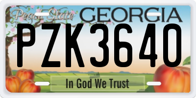 GA license plate PZK3640
