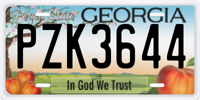 GA license plate PZK3644