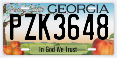 GA license plate PZK3648