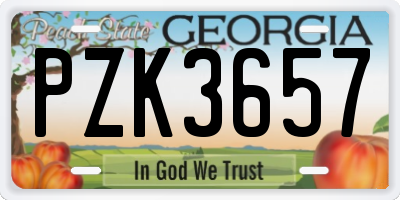 GA license plate PZK3657