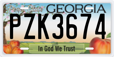 GA license plate PZK3674