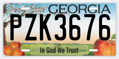 GA license plate PZK3676