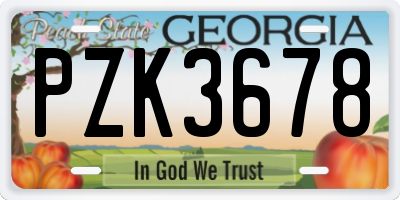 GA license plate PZK3678