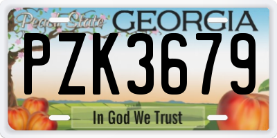 GA license plate PZK3679
