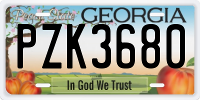 GA license plate PZK3680