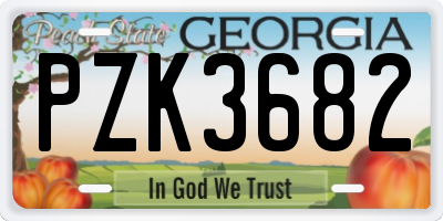 GA license plate PZK3682