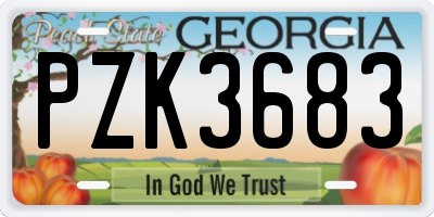 GA license plate PZK3683