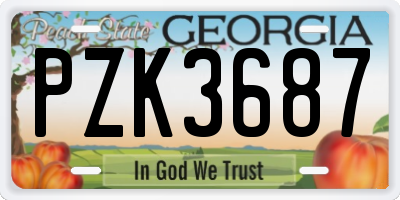 GA license plate PZK3687