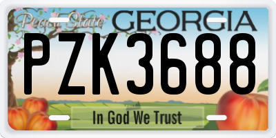 GA license plate PZK3688