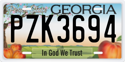 GA license plate PZK3694