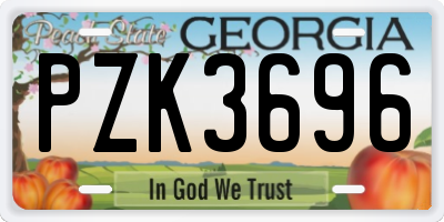 GA license plate PZK3696