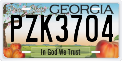 GA license plate PZK3704