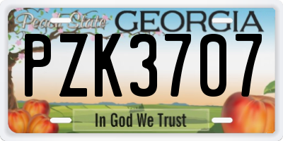 GA license plate PZK3707