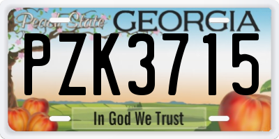 GA license plate PZK3715