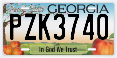 GA license plate PZK3740