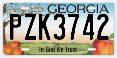GA license plate PZK3742