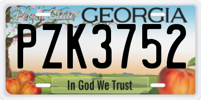 GA license plate PZK3752