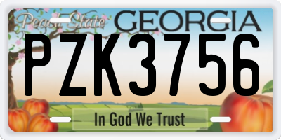 GA license plate PZK3756