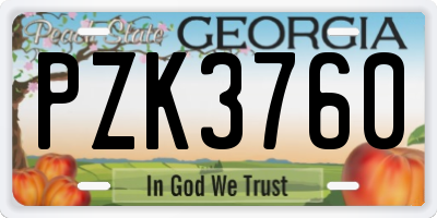 GA license plate PZK3760