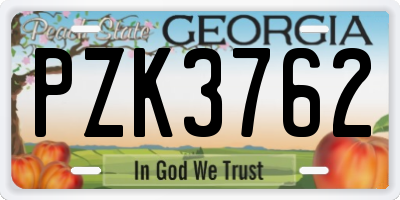 GA license plate PZK3762
