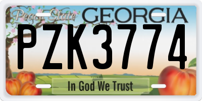 GA license plate PZK3774