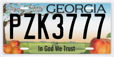 GA license plate PZK3777