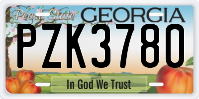 GA license plate PZK3780