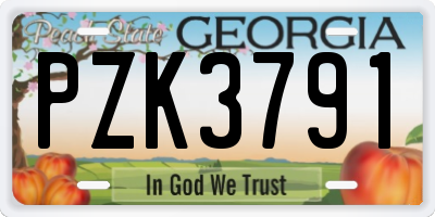 GA license plate PZK3791