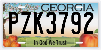 GA license plate PZK3792