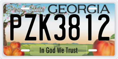 GA license plate PZK3812