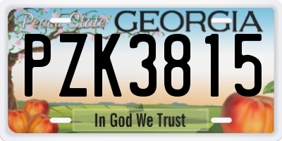 GA license plate PZK3815