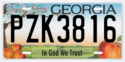 GA license plate PZK3816