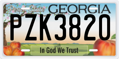 GA license plate PZK3820