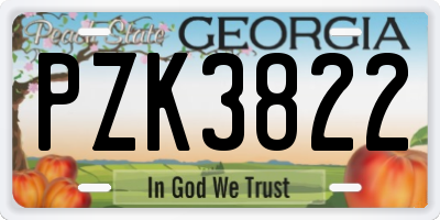 GA license plate PZK3822