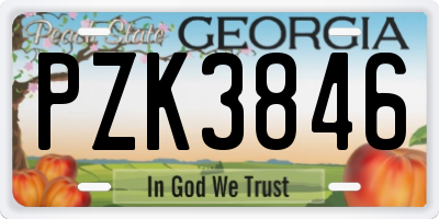 GA license plate PZK3846