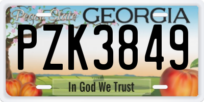 GA license plate PZK3849