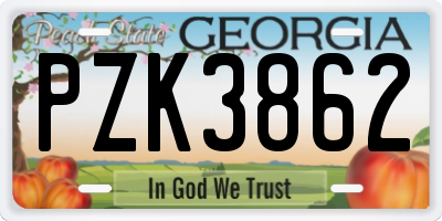 GA license plate PZK3862