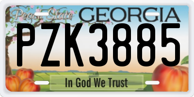 GA license plate PZK3885