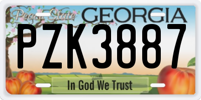 GA license plate PZK3887